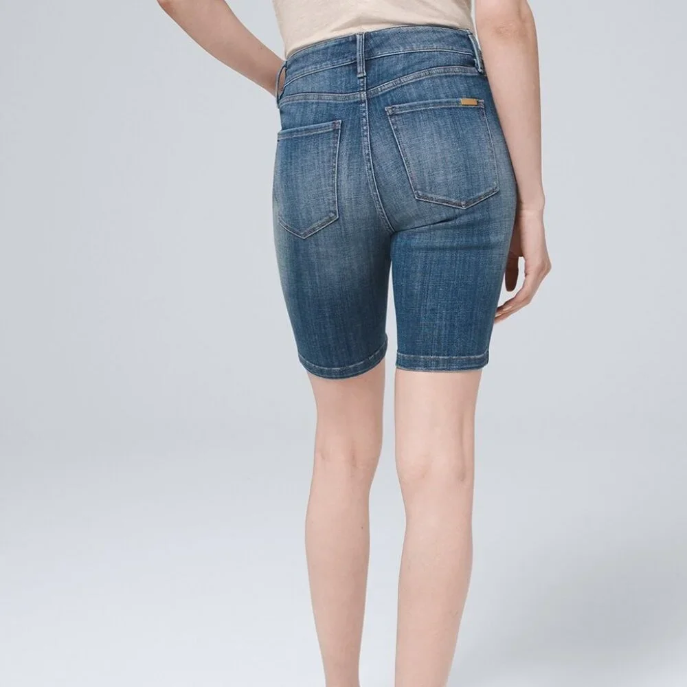 WHBM Everyday Soft Denim High-Rise Embroidered Bermuda Shorts 14 - Picture 6 of 7